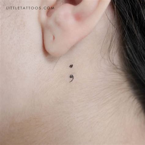 semicolon behind ear tattoo|heart semicolon.
